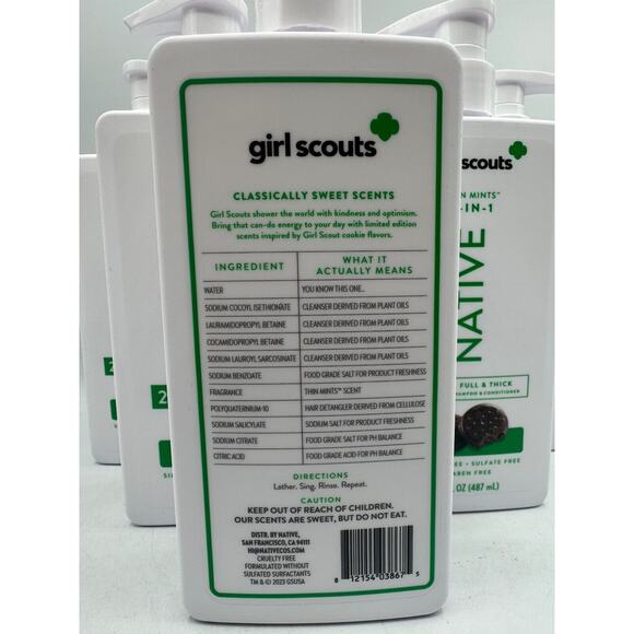 6 Native Girl Scouts 2-IN-1 Full & Thick Shampoo & Conditioner Thin Mint 16.5 oz - Picture 3 of 3